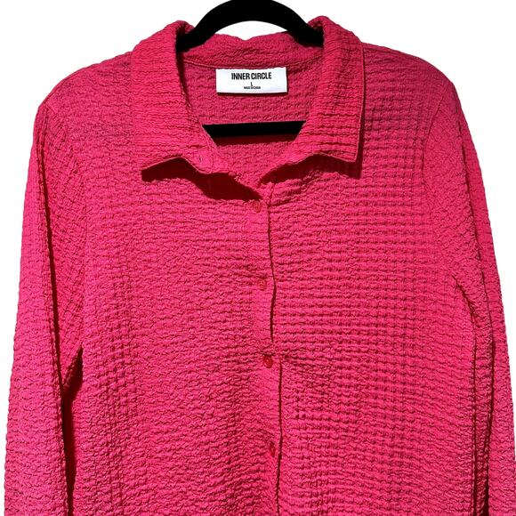 Womens textured pink button‎ up shirt size Large - Picture 2 of 5